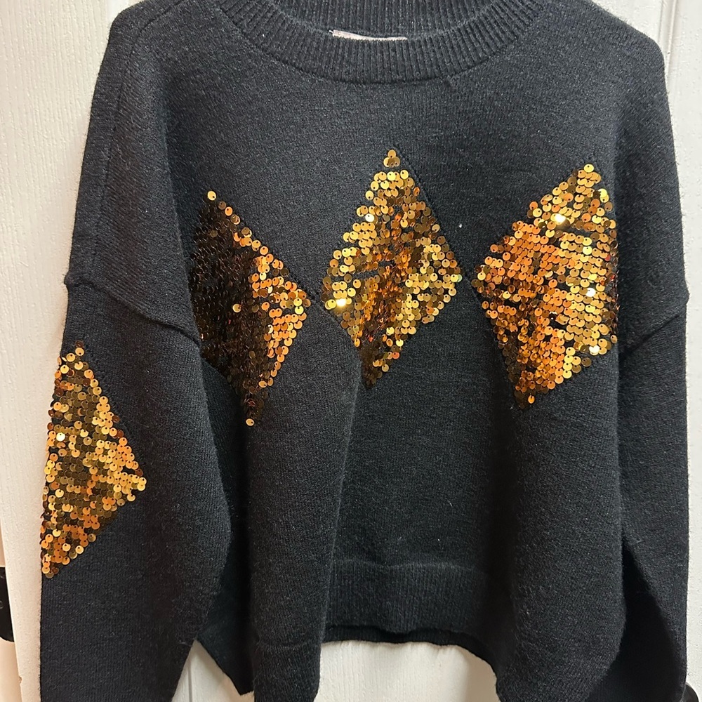 Nanette women's Sequin Embellished Black Sweater size L/ NWT B91